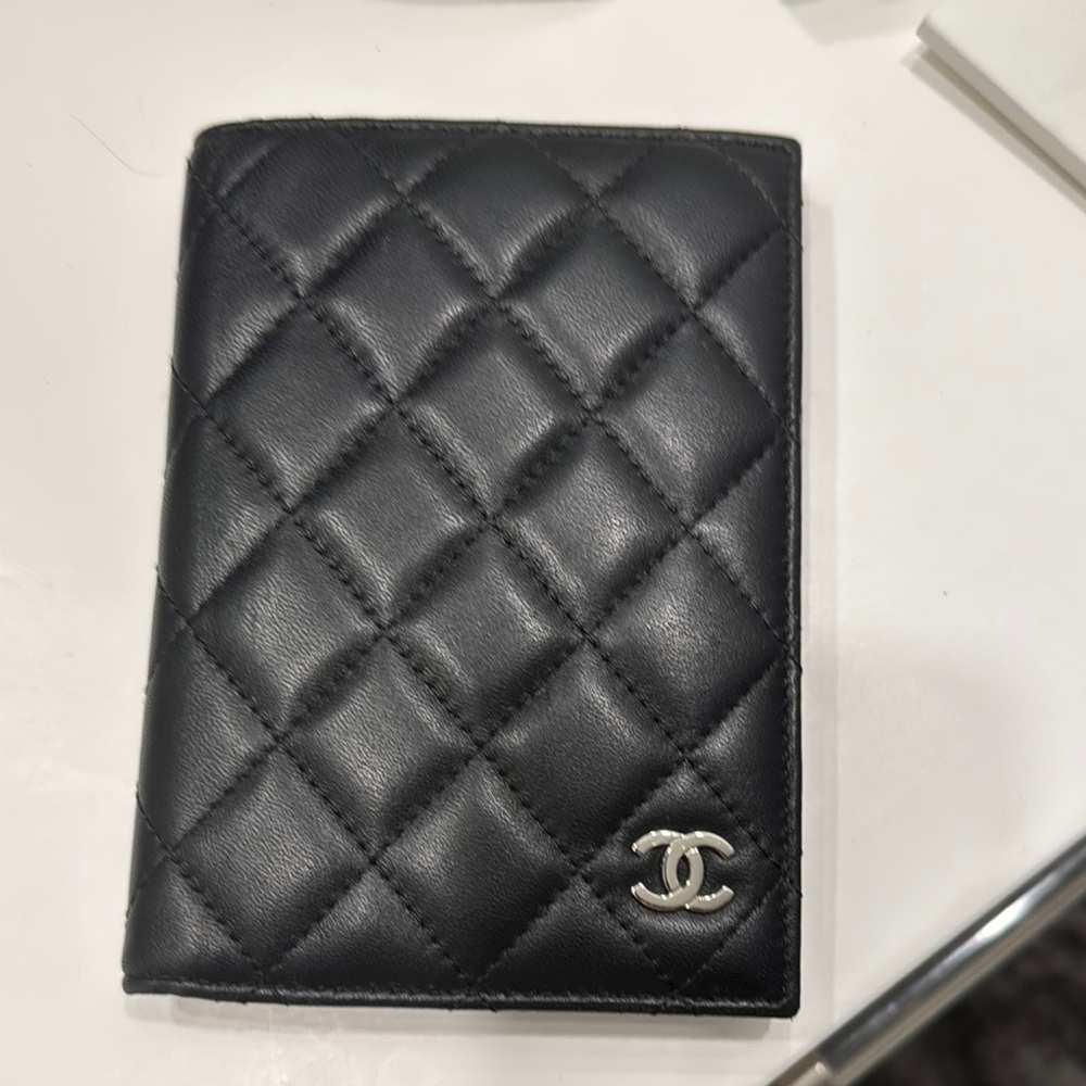 Chanel Black Key Card Holder with Iconic Quilted Design passport holder